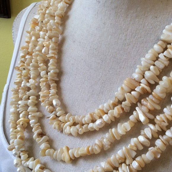 Natasha NWT Multi Layer Ivory & Tan Genuine Stones - Picture 3 of 7